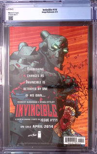 Invincible #110 CGC 9.8 White Pages back