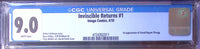 Invincible Returns #1 CGC 9.0 label close-up