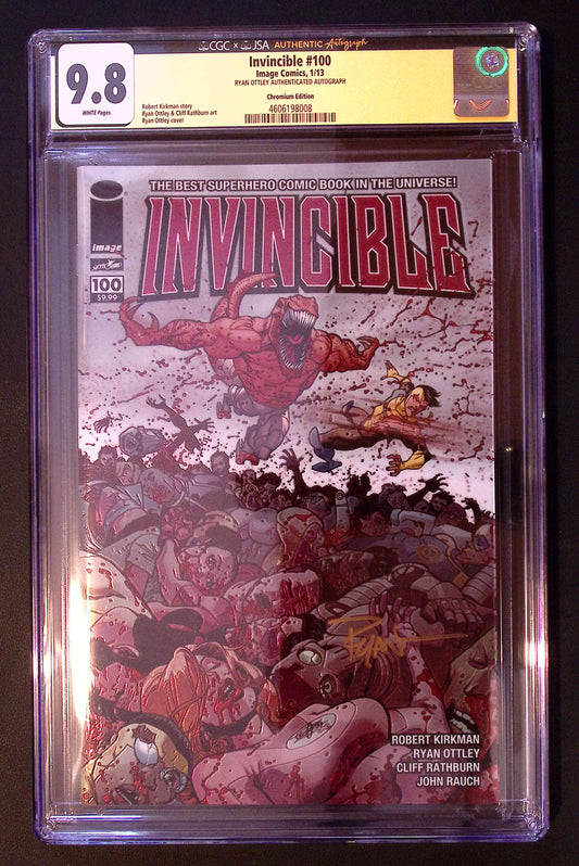 Invincible #100 CGC 9.8 Signed Ryan Ottley Foil Chromium Yellow Label 2013 Key 1 250 Comic Book CGC Graded Comics for Sale in the UK Redsters Comics Redsters Comics