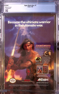 Back of Super Mario Bros. #1 (Valiant, 1990), CGC 9.4 white pages, certification 4788989004, showing the IronSword advertisement