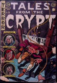 Tales from the Crypt #44 (1954), raw 2.0 GD, Jack Davis guillotine cover showing spine wear and cover losses