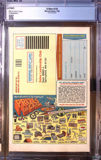 Back of X-Men #135 UK Price Variant, CGC 7.5 off-white pages, certification 4788989007, showing the Sales Leadership Club advertisement